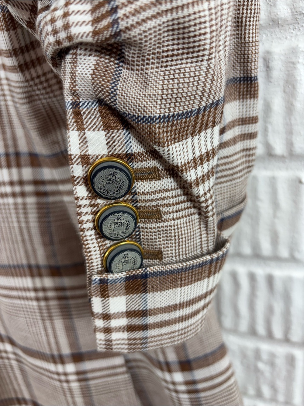Veronica Beard Viva Dickey Khaki Multi Plaid Double Breasted Blazer Jacket NWT - Picture 8 of 9